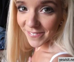 Cock-squeezing blond girlfriend Halle Von buttfuck attempt