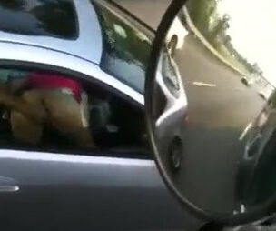 Girl throating rod in traffic, it was I wish of every day