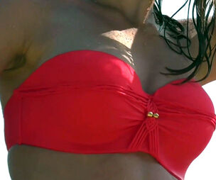 Sexual gf in flawless crimson swimsuit on the beach!